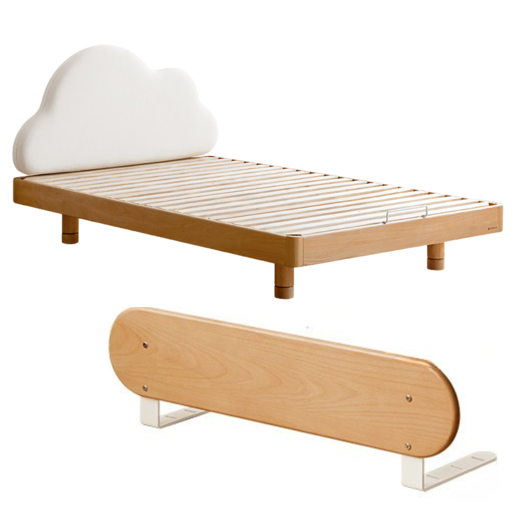 Beech Solid Wood Children's Splicing Platform Bed, Headboard-Free Bed