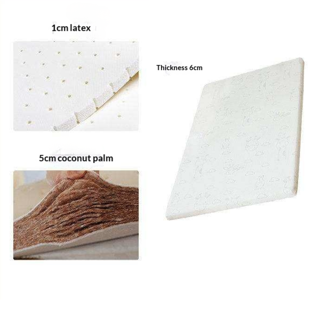 Natural Coconut Fiber and Latex Children's Mattress with Zero Glue, Firm 6CM, 8CM