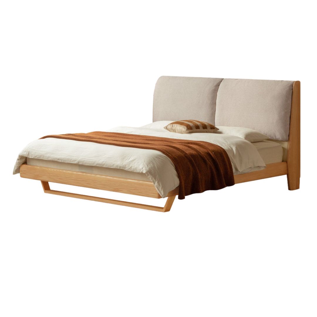 Oak, Ash Solid Wood Genuine Leather, Ecological Leather Suspended Bed Italian Light Luxury