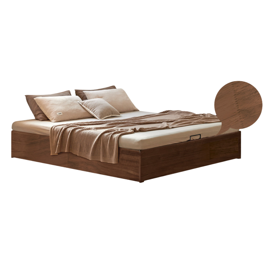 Rubberwood Solid Wood Modern Minimalist Storage Platform Bed