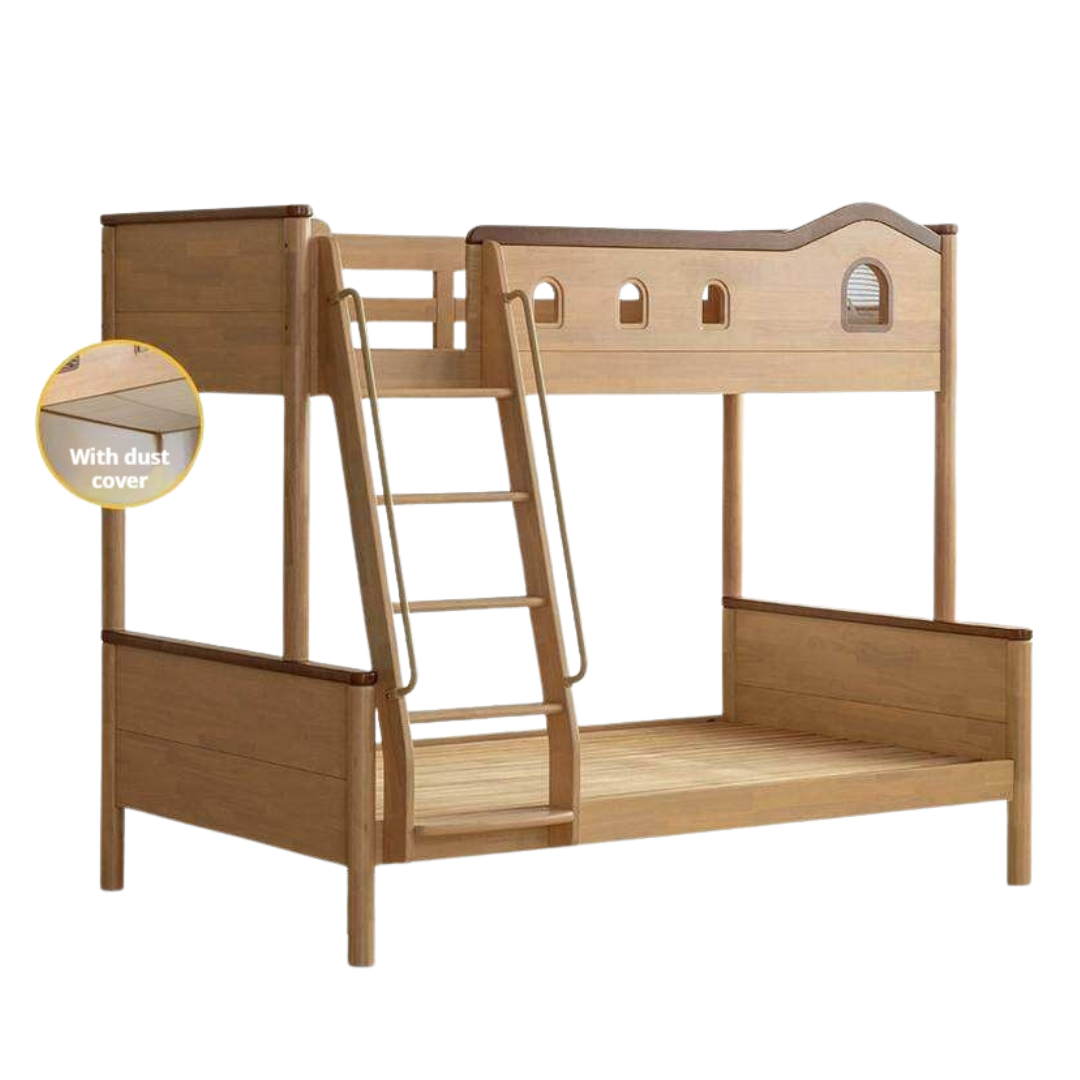 Beech,Rubberwood Solid Wood Detachable Bunk Bed with Playful Design