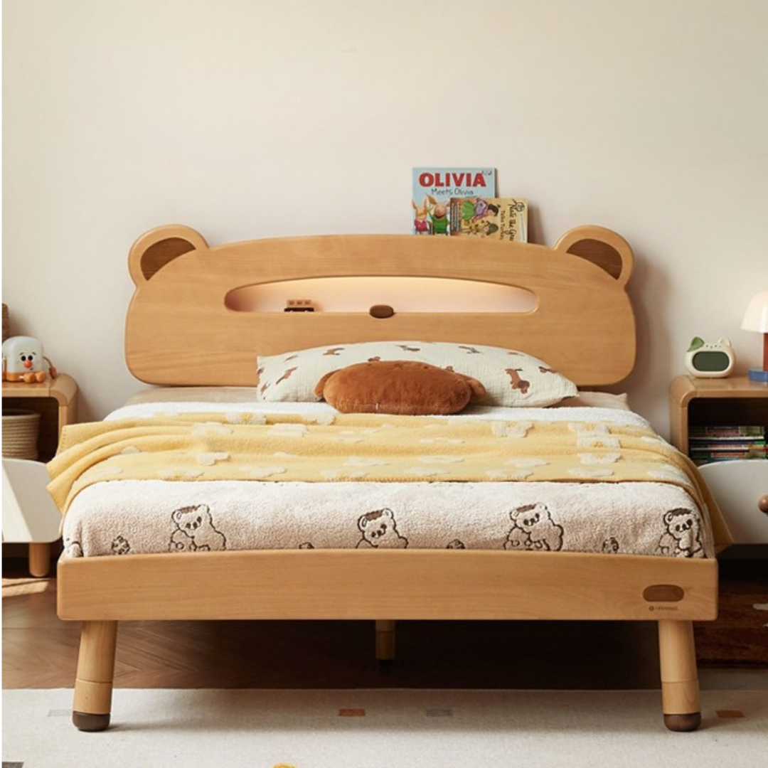 Beech,Oak  Solid Wood Children's Bed with Light