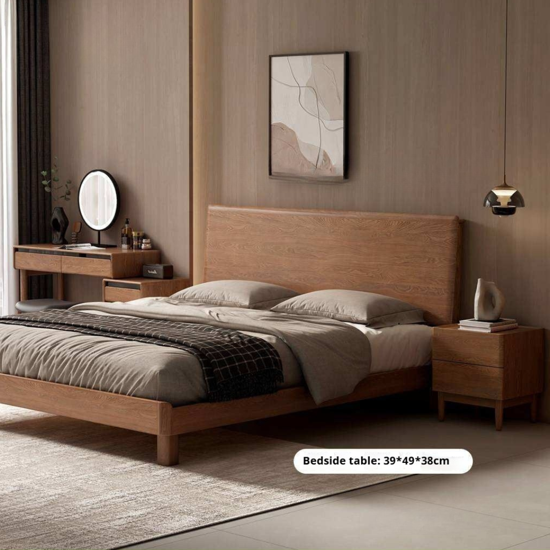 Ash Solid Wood Modern Multifunctional Night Light Bed Light Walnut Color