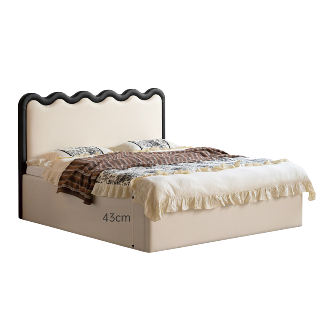 Gas Lift Storage Bed with Wrought Iron Wave Headboard