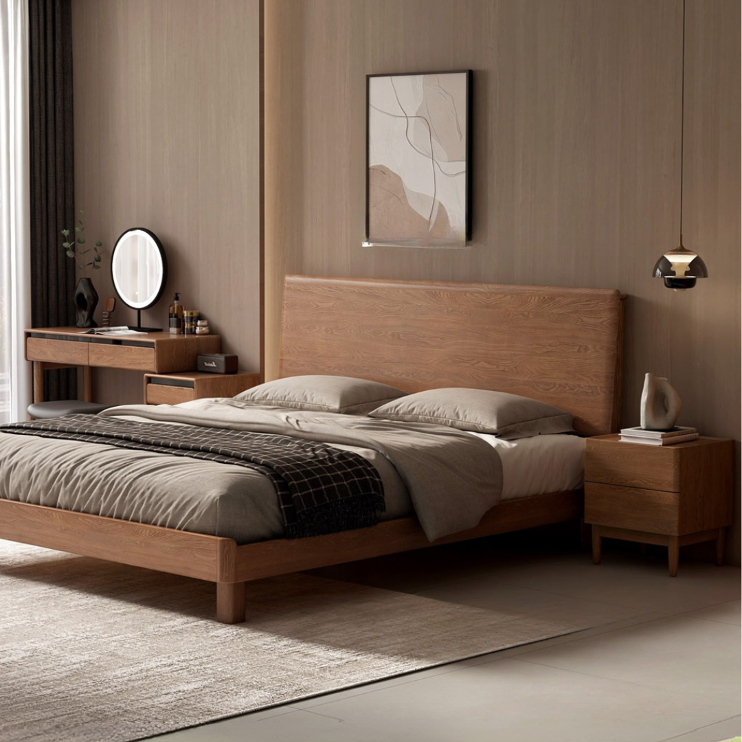 Ash Solid Wood Modern Multifunctional Night Light Bed Light Walnut Color
