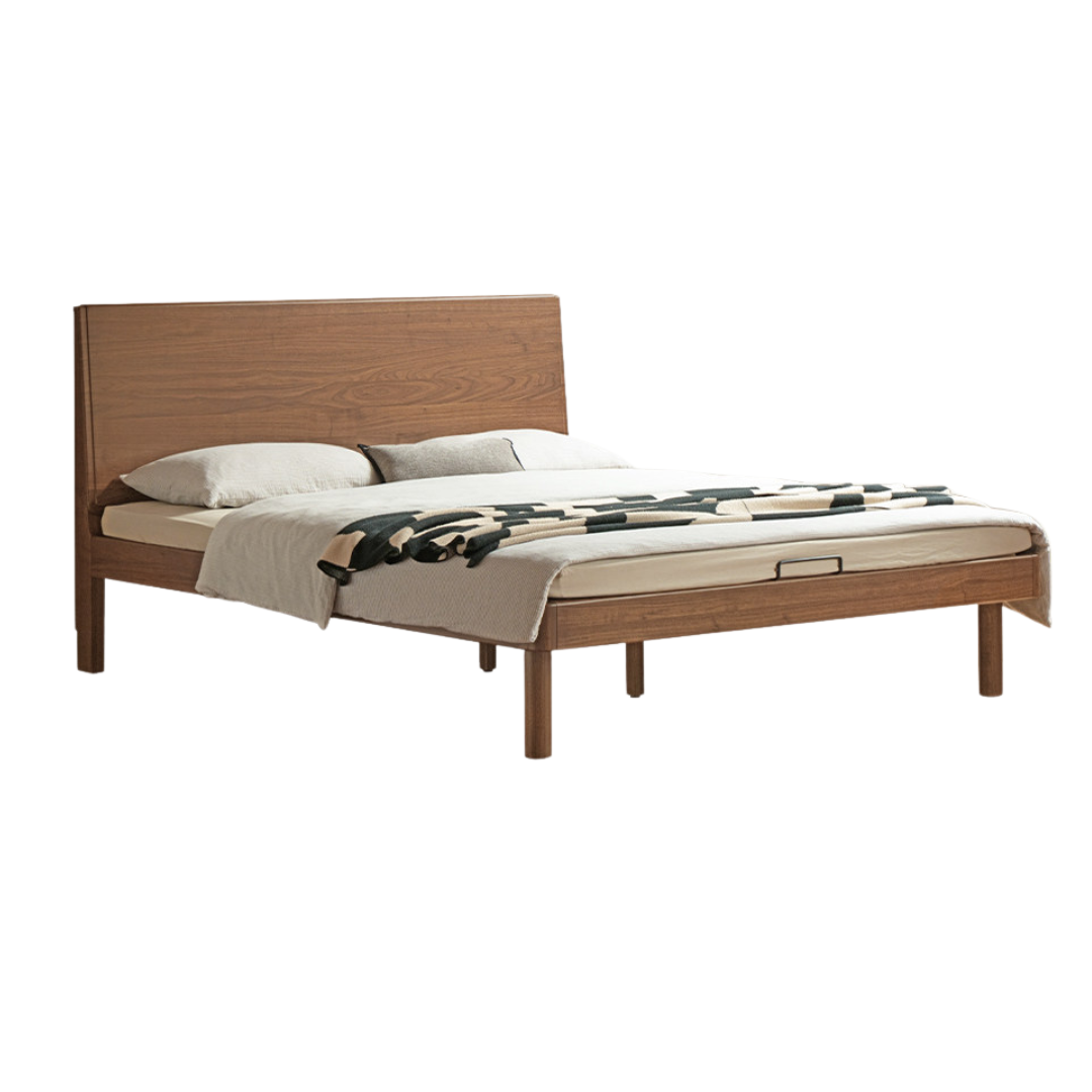 Black Walnut, Catalpa Solid Wood Modern Minimalist Large Bed