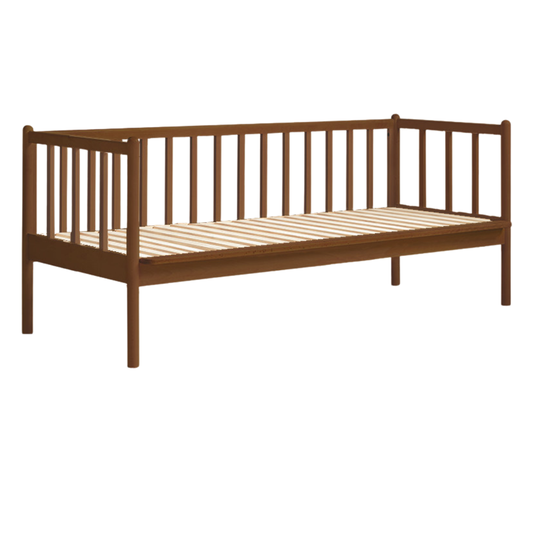 Beech,  Rubberwood Solid Wood Children's Bed with Guardrails Spliced Bed