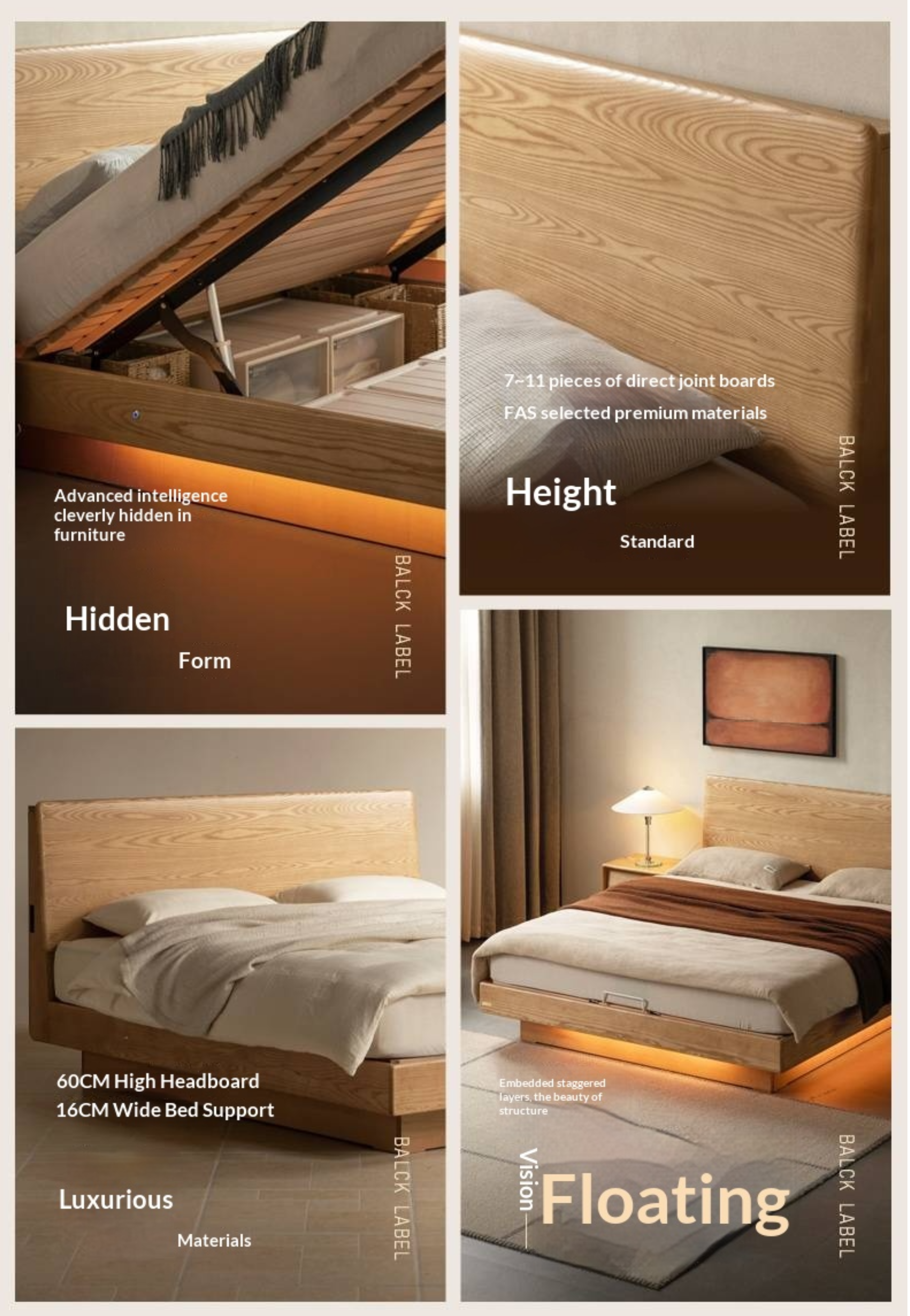 Ash Solid Wood Electric Storage Box Bed — Modern Minimalist Design