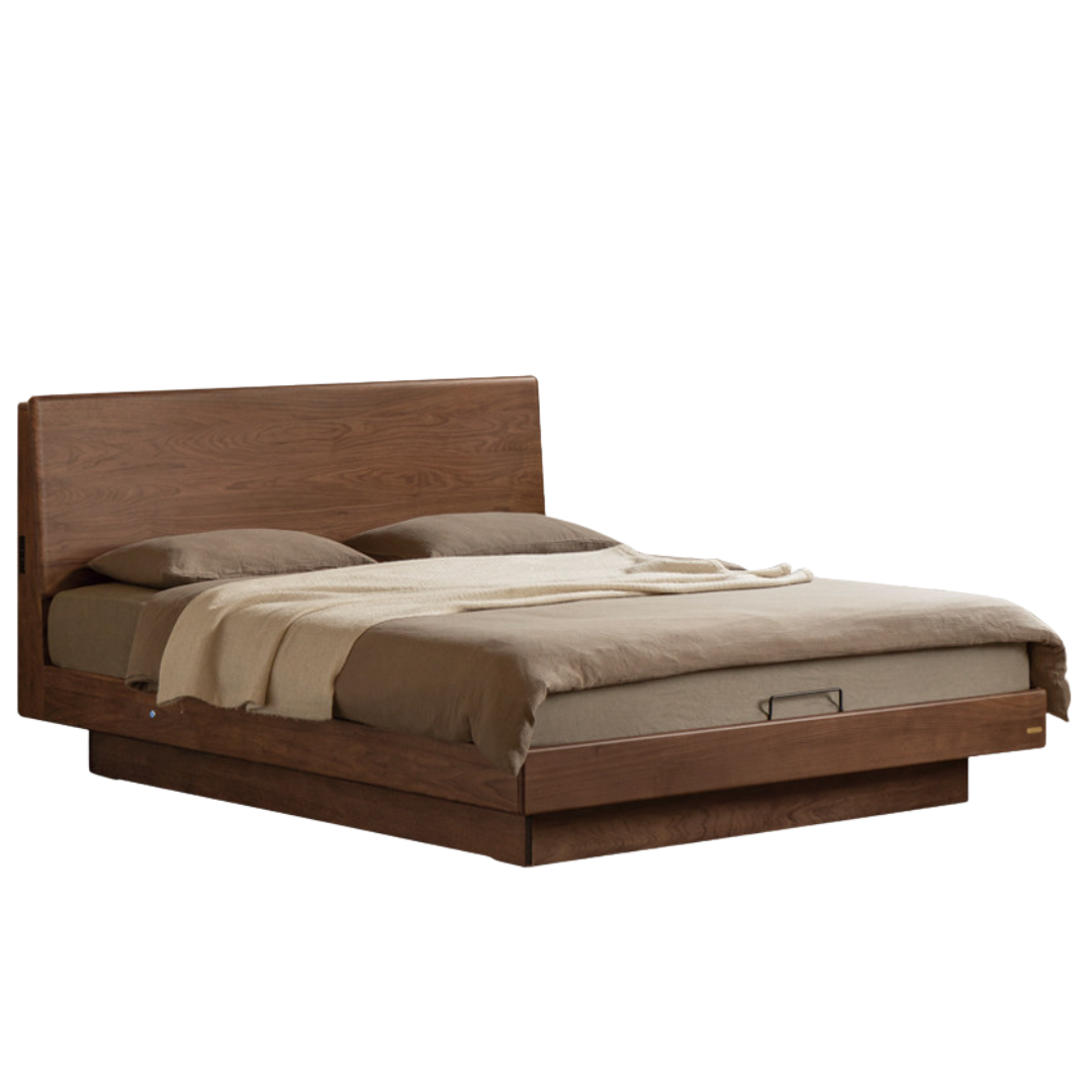 Black Walnut Solid Wood Italian Light Luxury Electric Suspended Box Bed