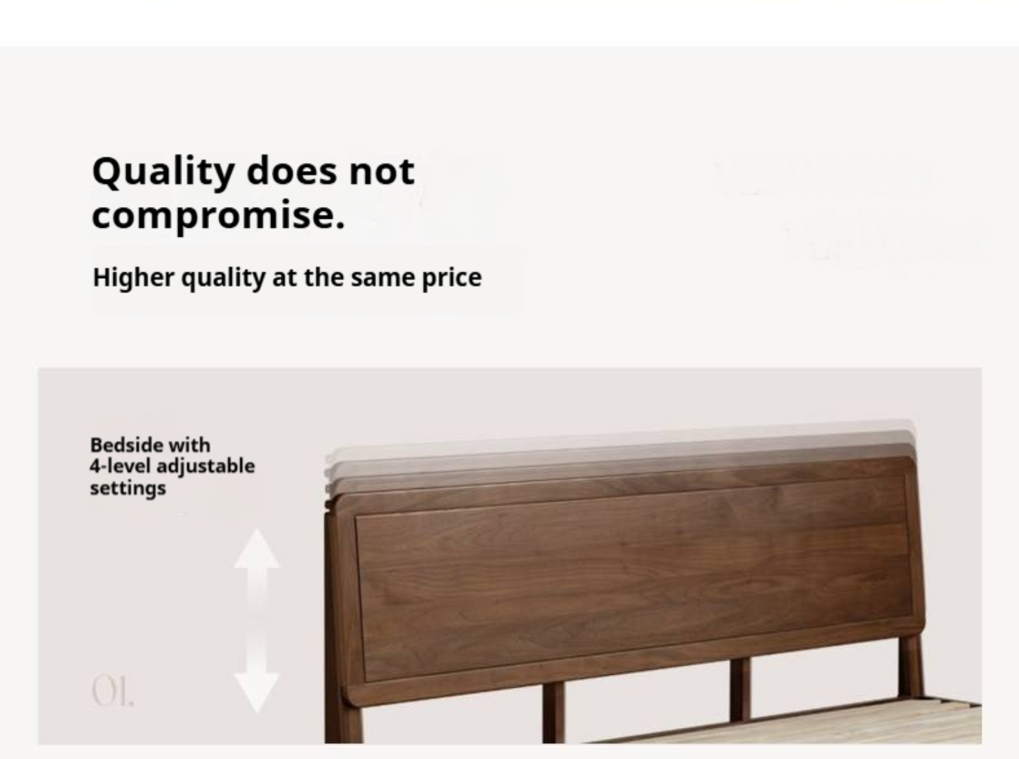 Black Walnut Solid Wood Bed — Modern Minimalist Large Slab Bed