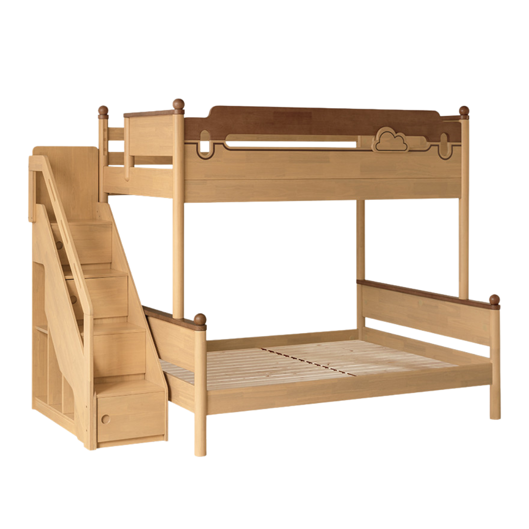 Rubberwood Solid Wood Children's Multifunctional Bunk Bed