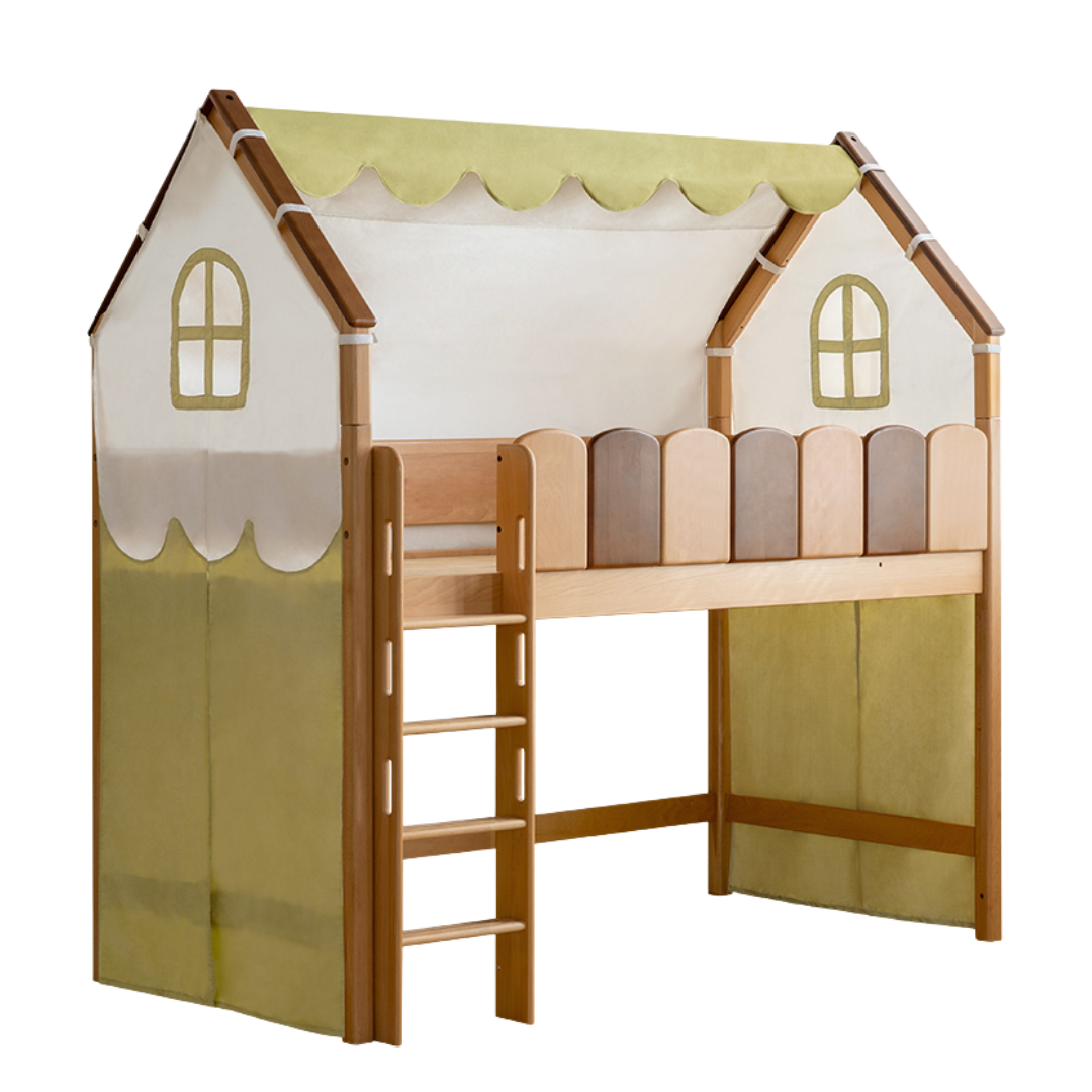 Beech Solid Wood Children's Treehouse Bed Multifunctional Loft Bed