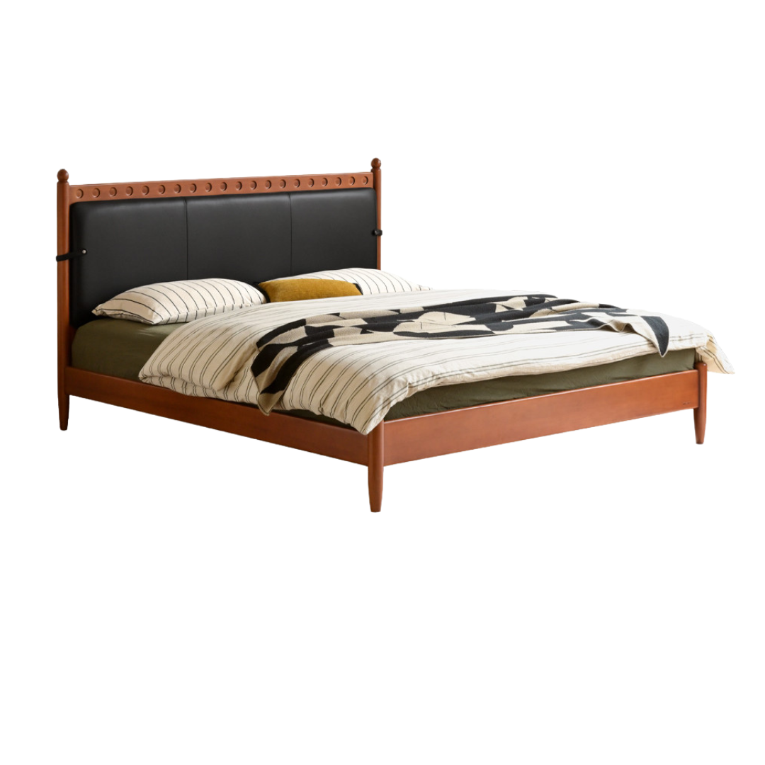 Poplar Solid Wood Vintage Soft Backrest Bed