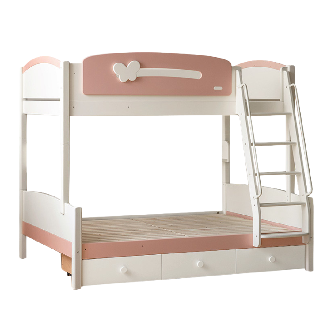 Rubberwood Solid Wood Children's Princess Storage Bunk Bed