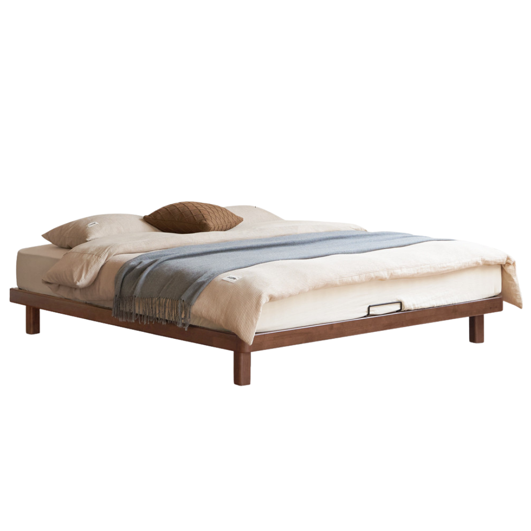 Rubberwood Solid Wood Modern Simple Platform Bed