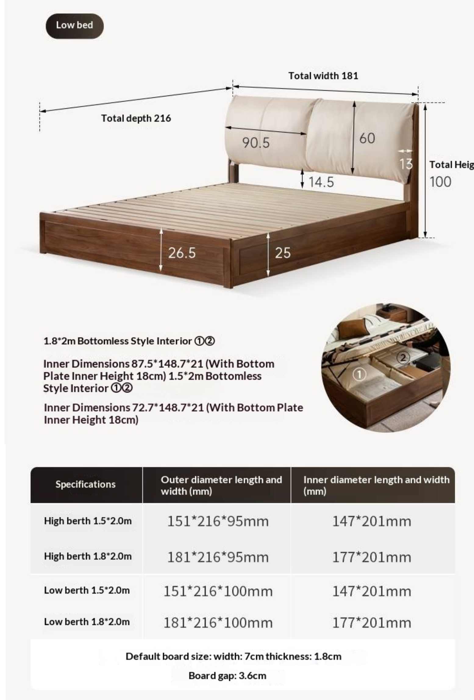 Black Walnut Solid Wood Box Bed — Luxury Genuine Leather Bed with Soft Backrest