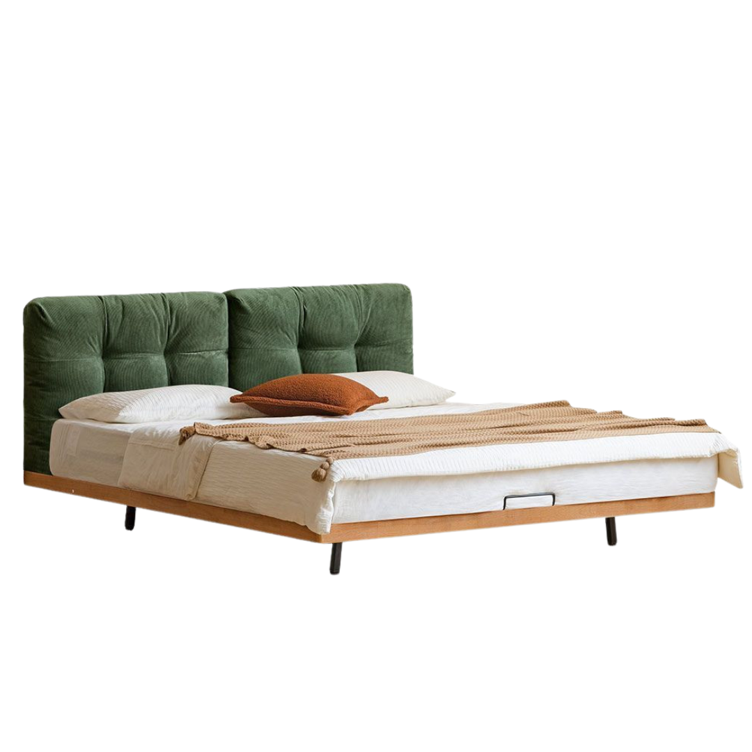 Rubberwood Solid Wood Floating Soft Upholstery Bed