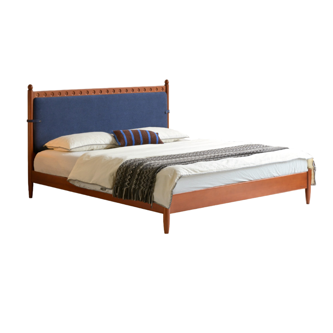Poplar Solid Wood Vintage Soft Backrest Bed
