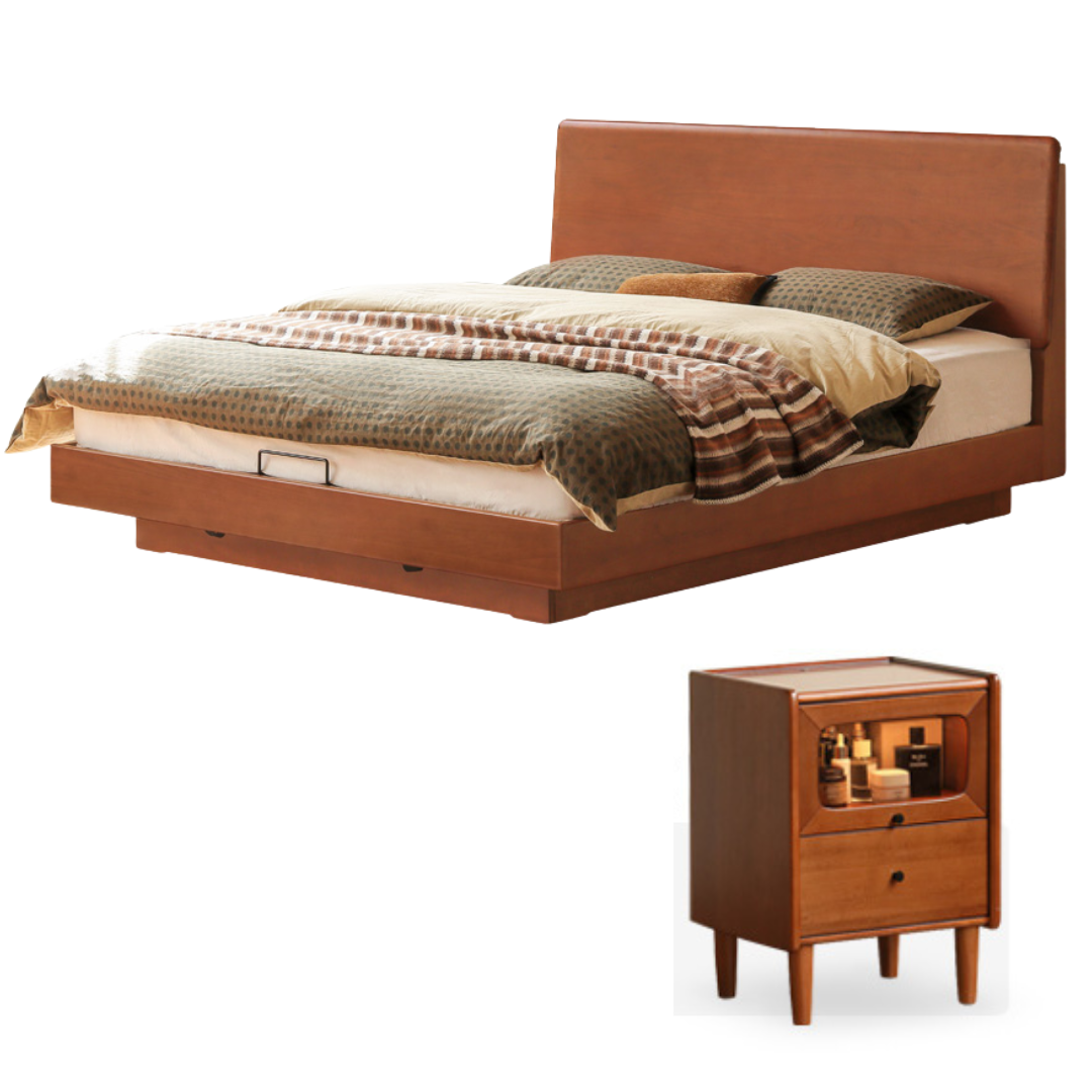 Poplar Solid Wood Suspended Luminous Box Bed