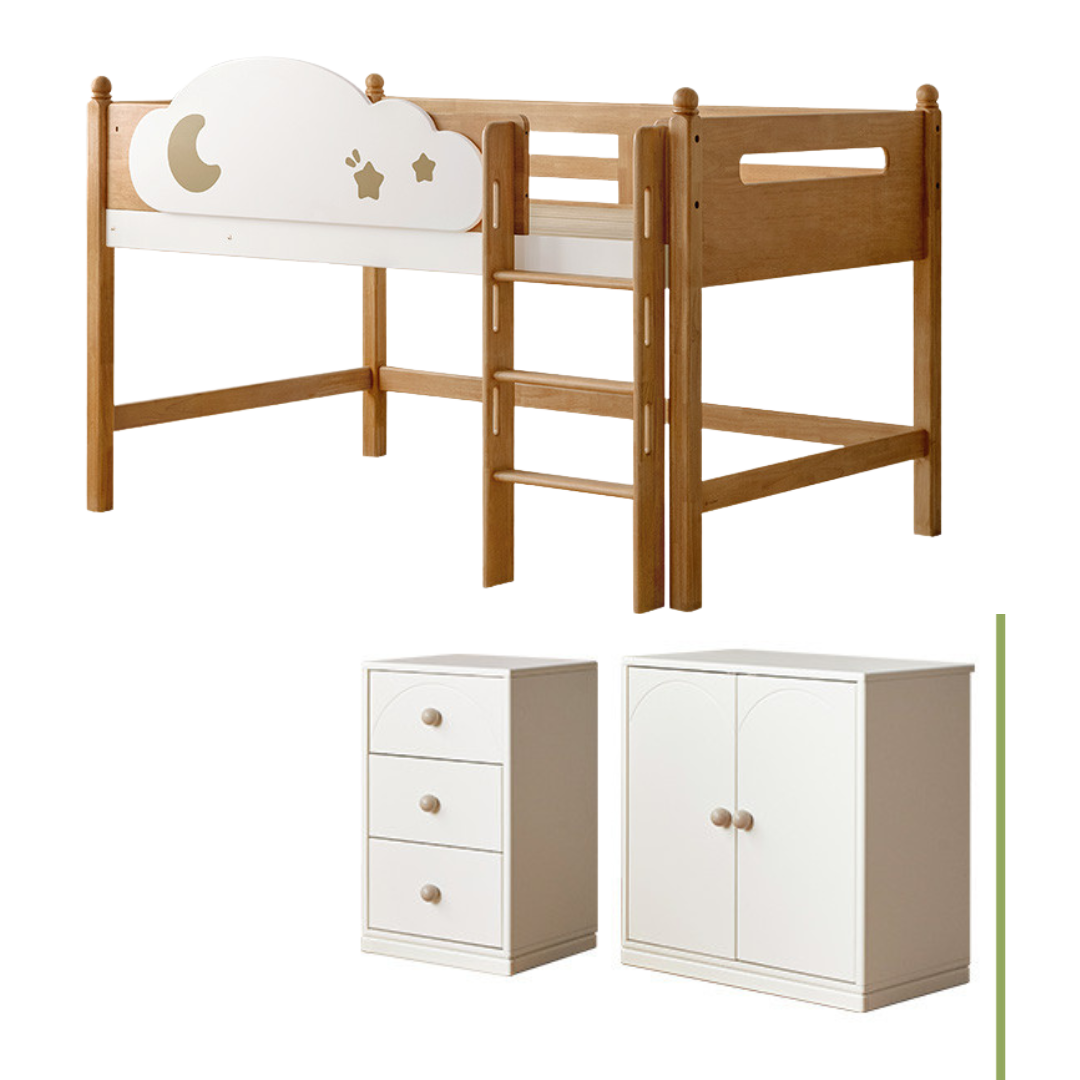 Rubberwood Solid Wood Children's Bed Modern Loft Bed