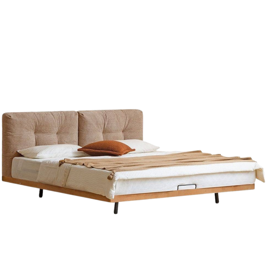 Rubberwood Solid Wood Floating Soft Upholstery Bed