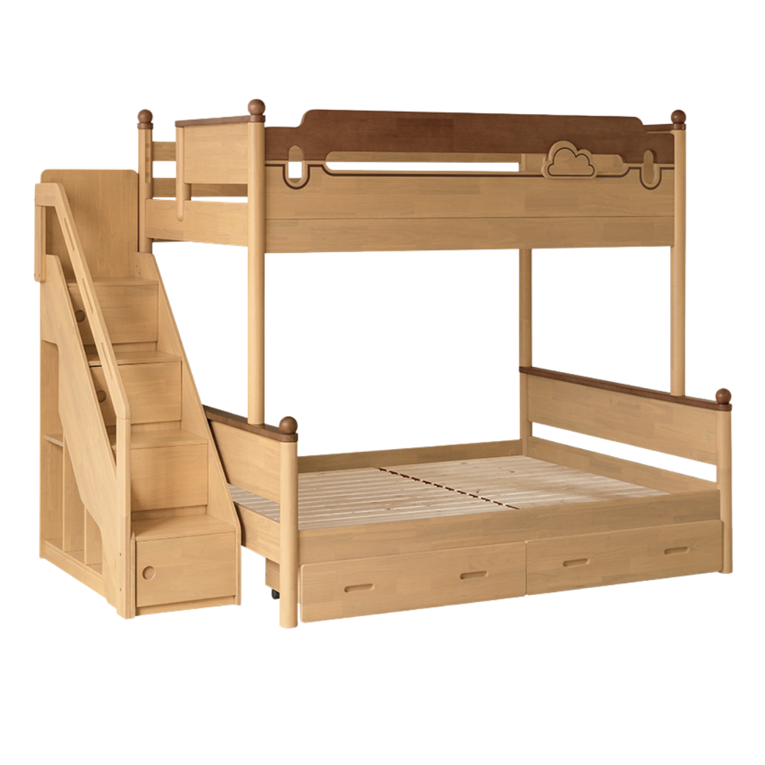 Rubberwood Solid Wood Children's Multifunctional Bunk Bed