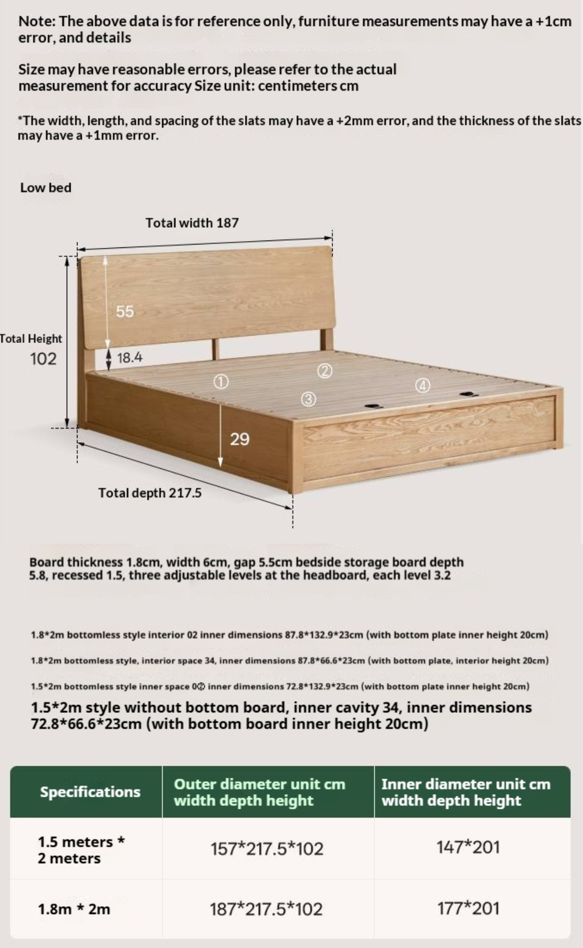 Ash Solid Wood Bed — Slab Design, Home Italian Light Luxury Box Bed