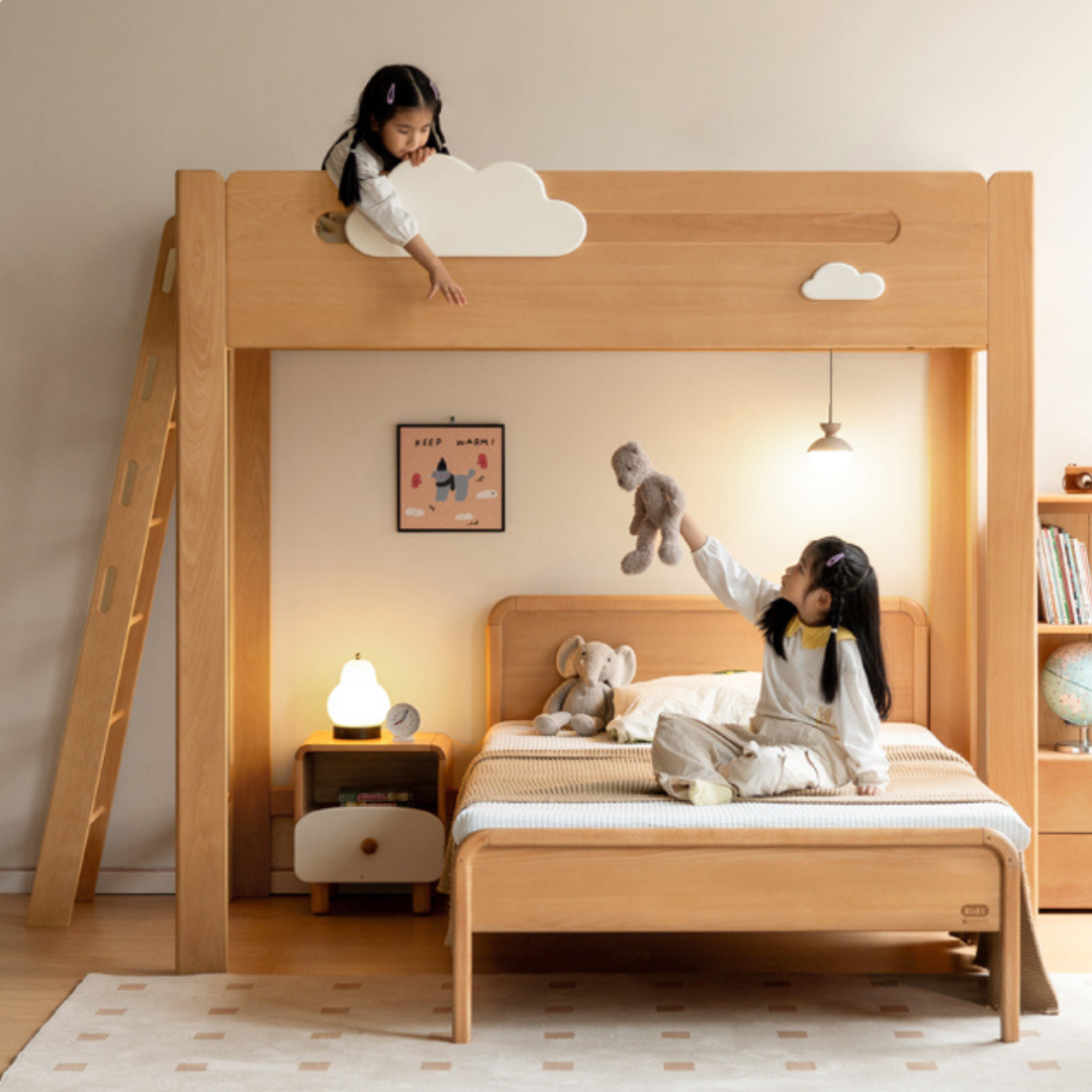 Rubberwood Solid Wood Children's Loft Bed