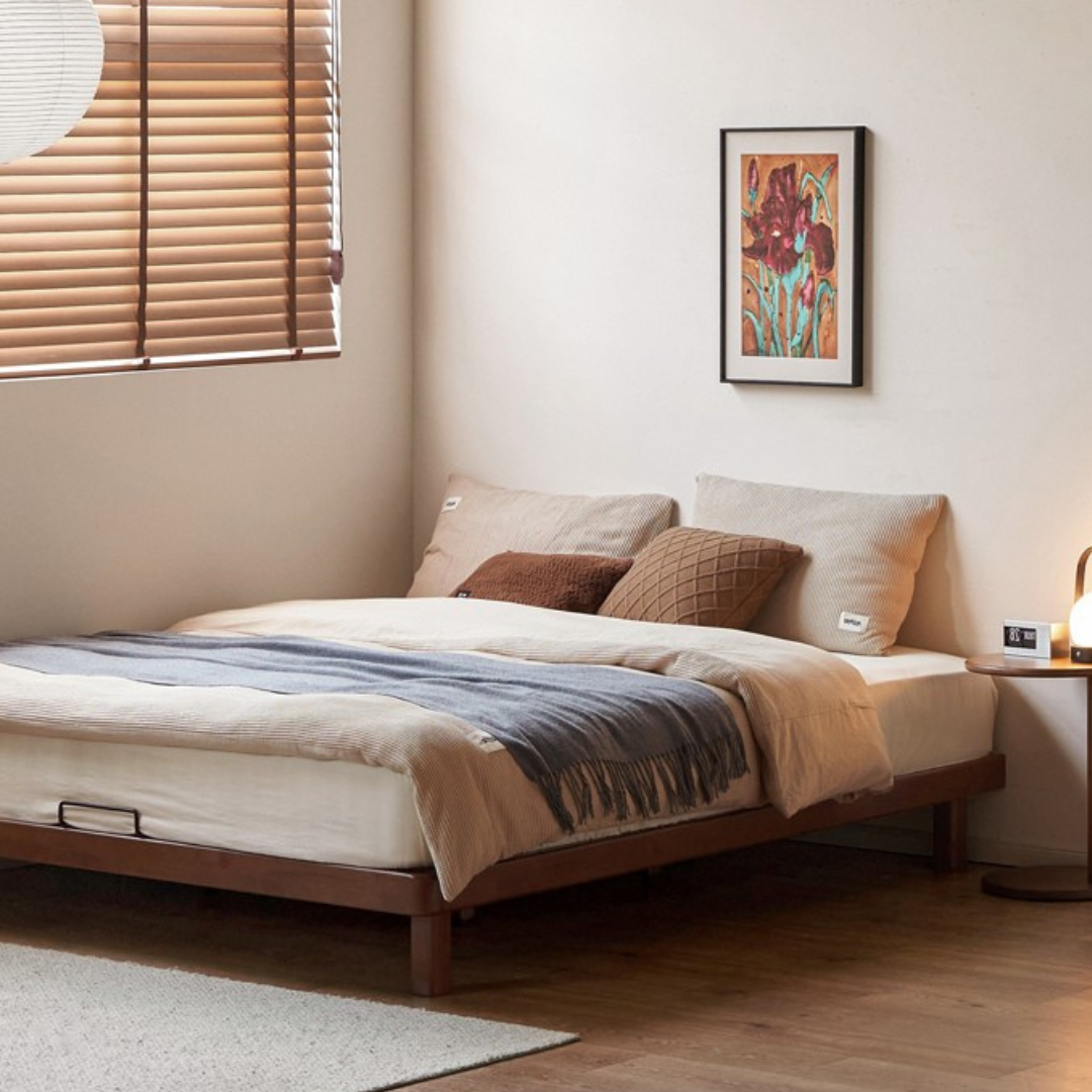 Rubberwood Solid Wood Modern Simple Platform Bed