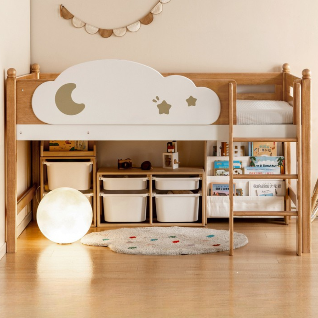 Rubberwood Solid Wood Children's Bed Modern Loft Bed