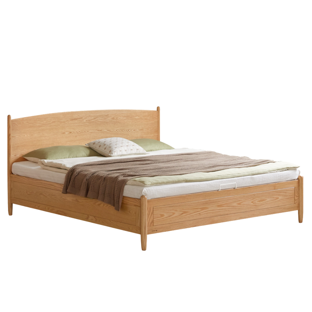 Oak Solid Wood Box Bed, Modern Minimalist