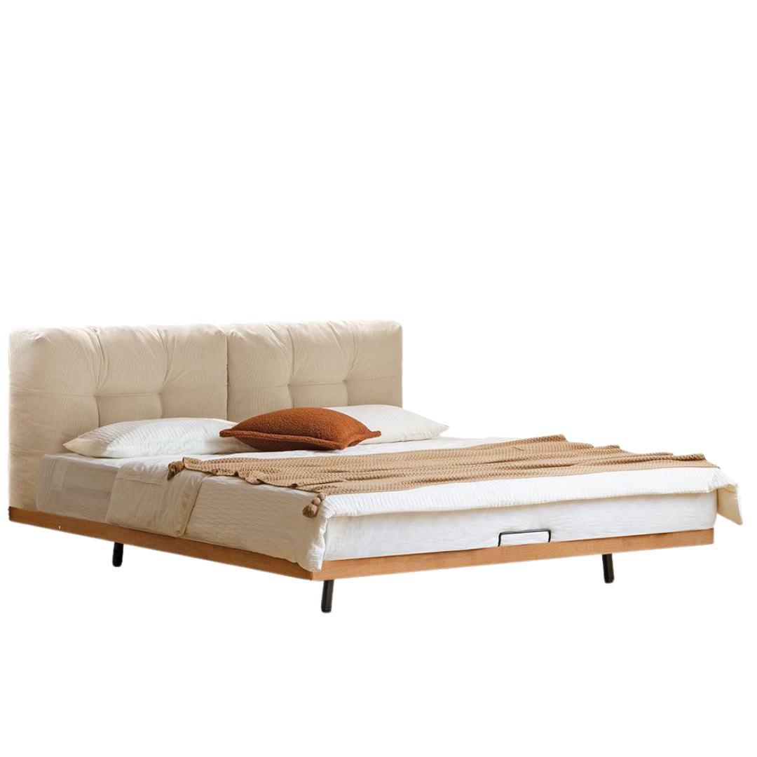 Rubberwood Solid Wood Floating Soft Upholstery Bed