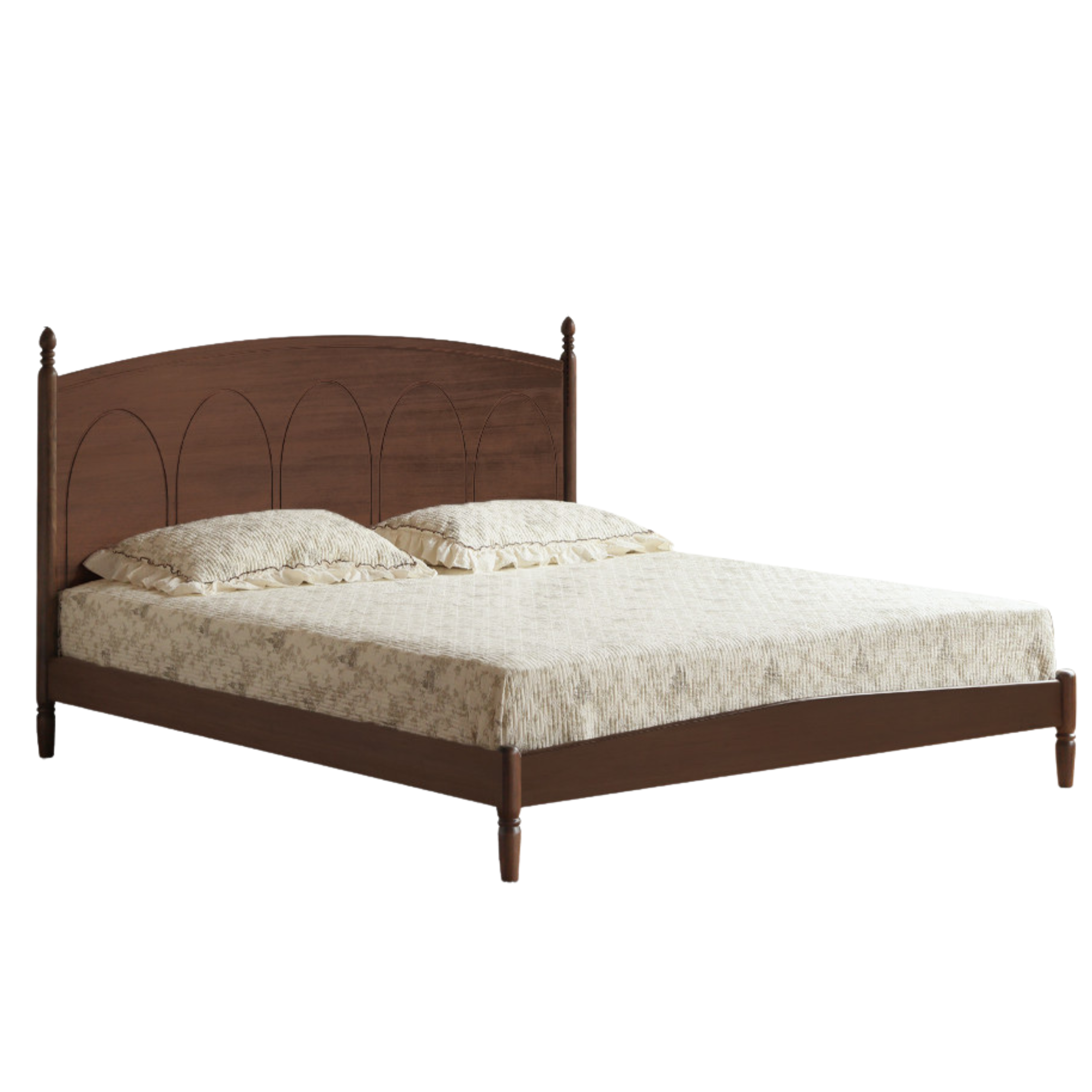 Poplar Solid Wood French Retro Bed