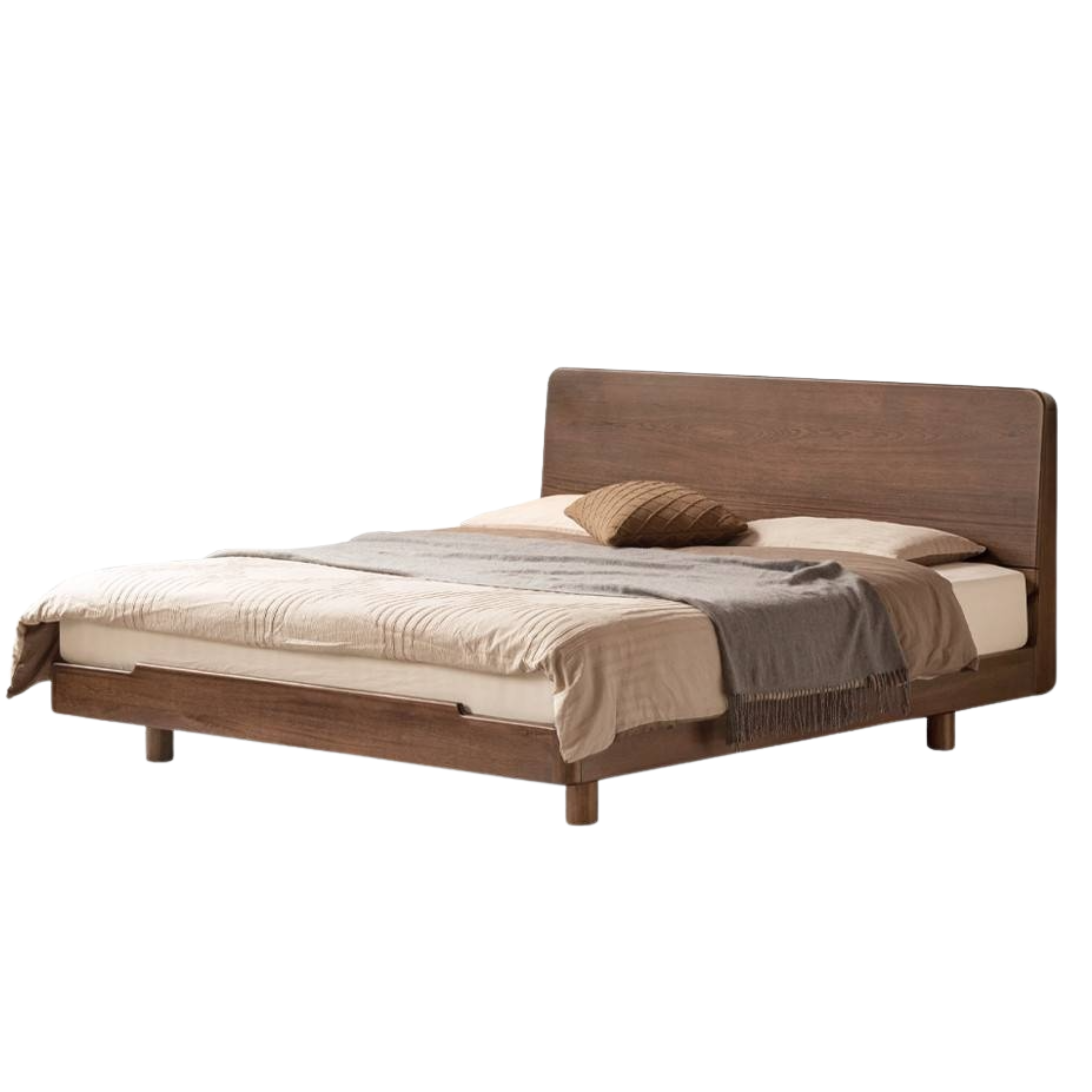 Teak solid wood Modern Simple Luminous Multifunctional Bed
