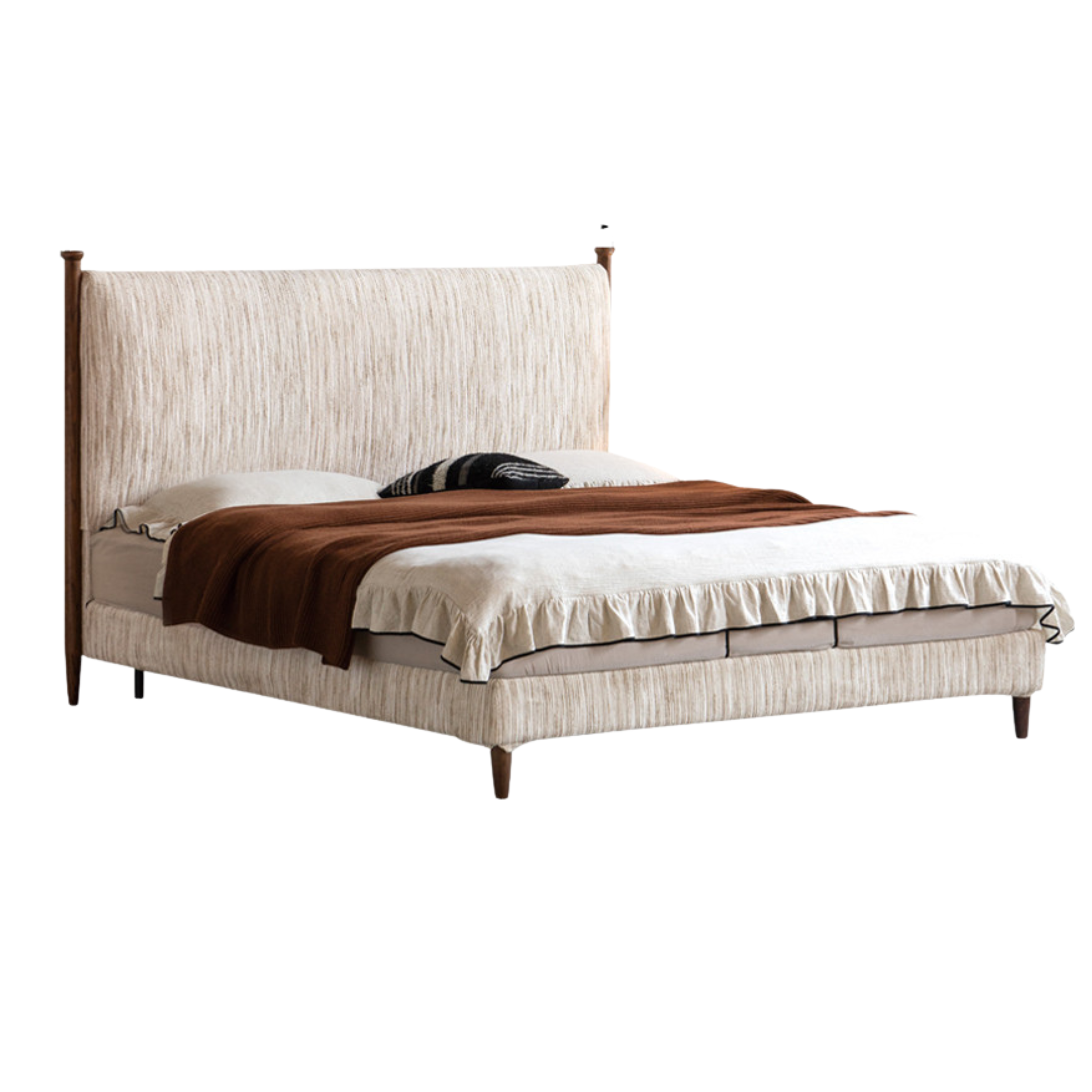 Fabric Chenille Soft Backrest Bed French Retro Style