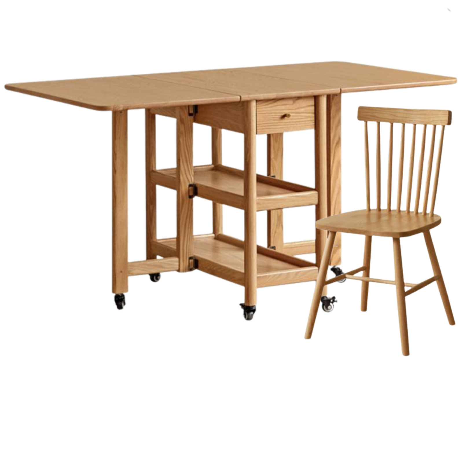 Oak Solid Wood Nordic Folding Rock Plate Dining Table