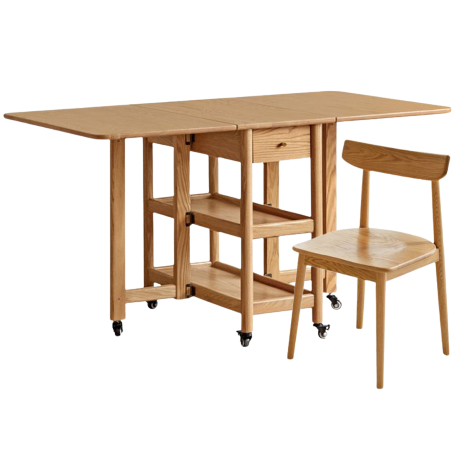 Oak Solid Wood Nordic Folding Rock Plate Dining Table