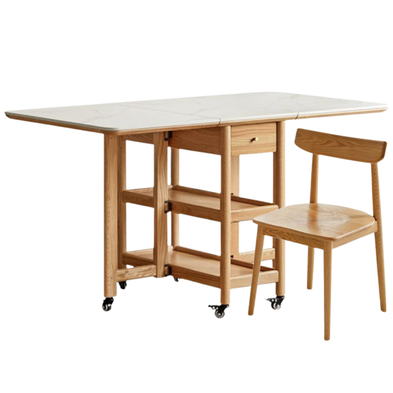 Oak Solid Wood Nordic Folding Rock Plate Dining Table
