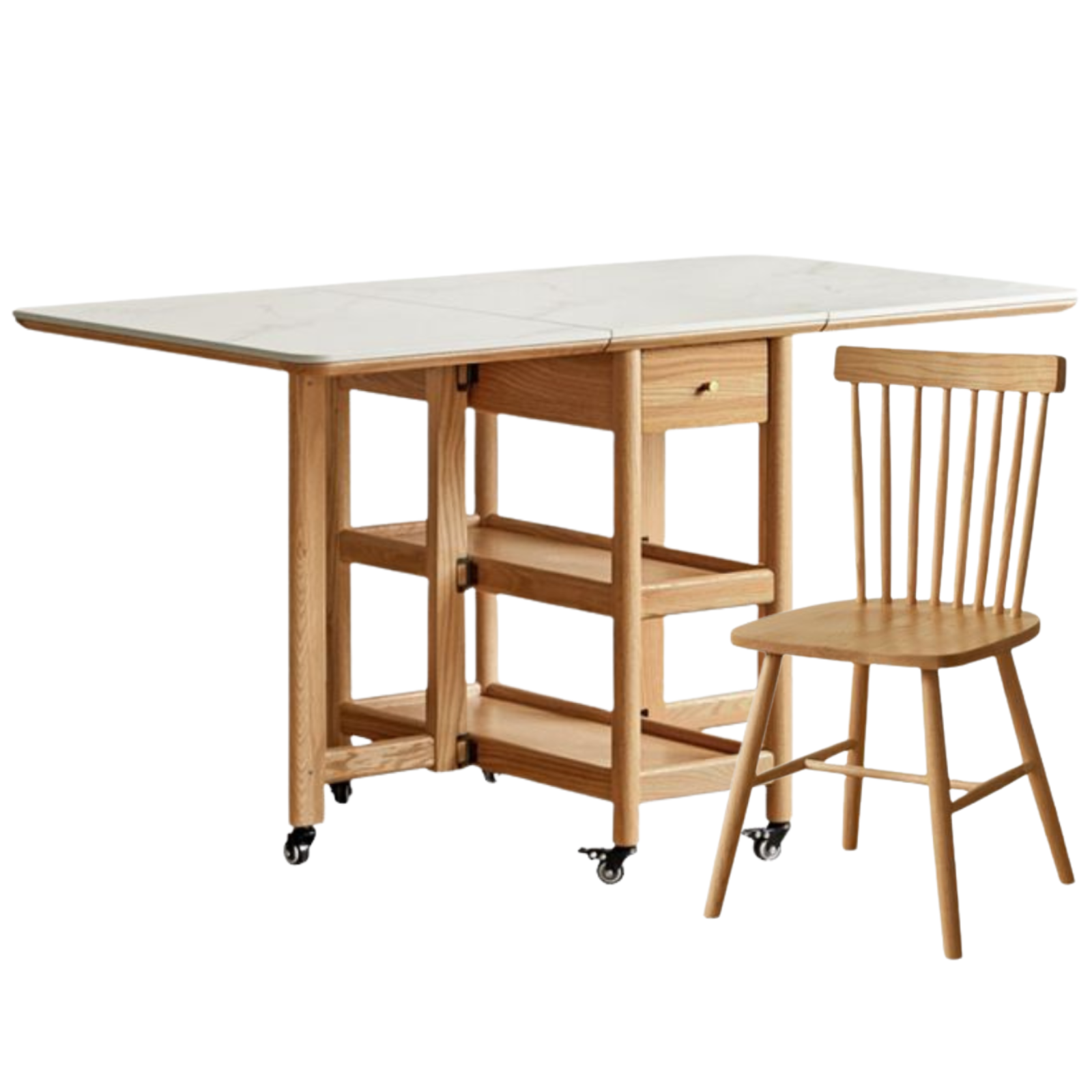 Oak Solid Wood Nordic Folding Rock Plate Dining Table