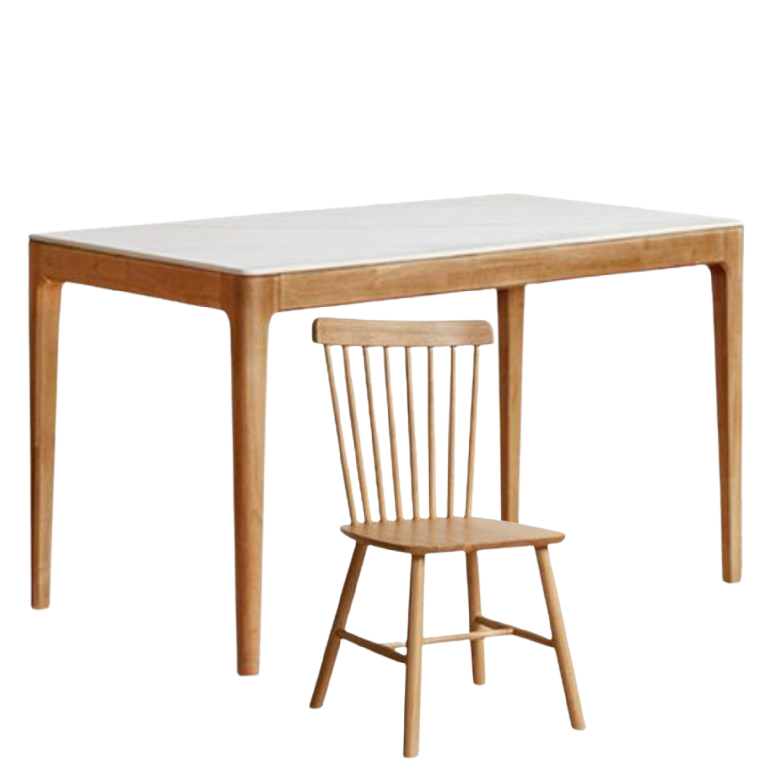 Solid RubberWood Rock Plate Modern Dining Table