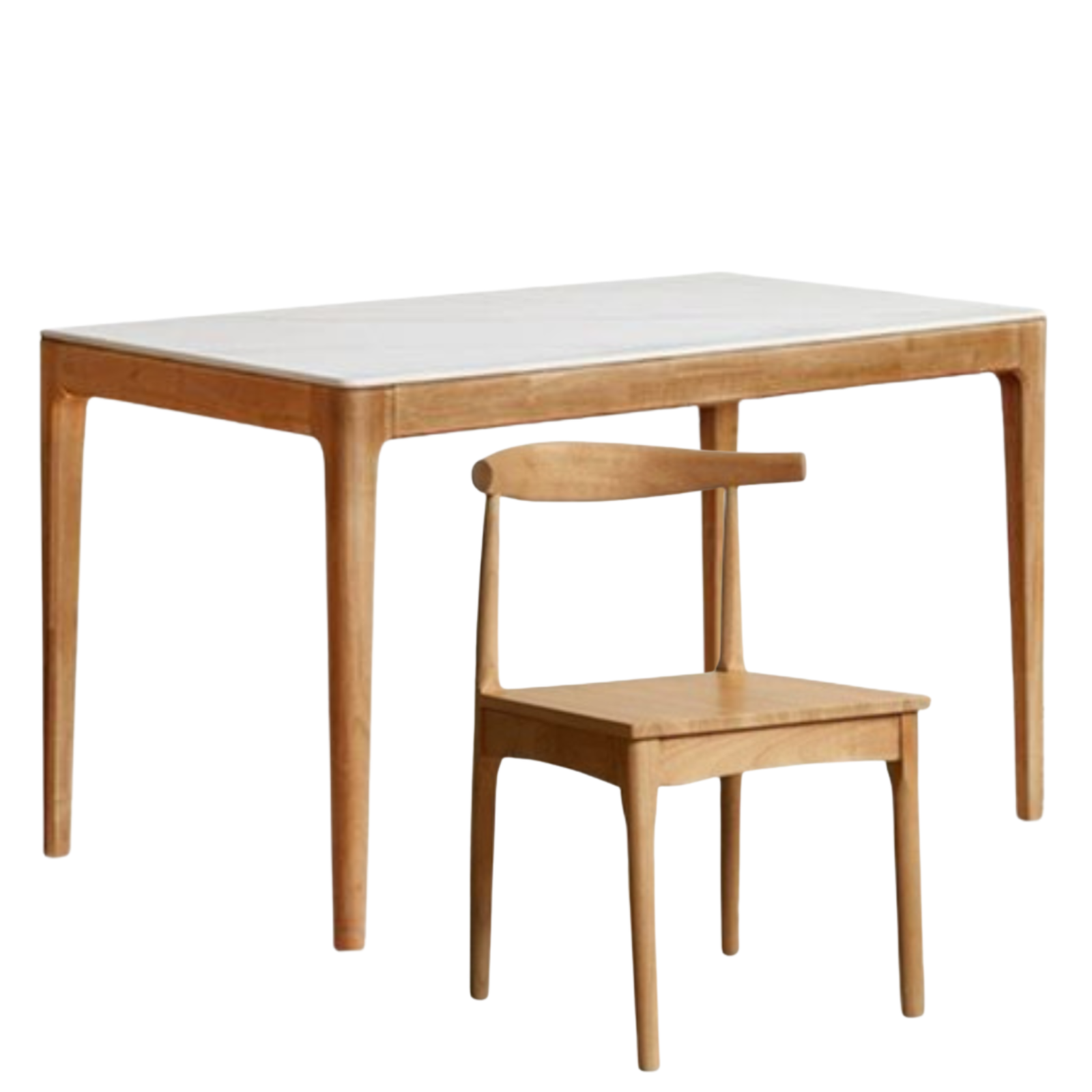 Solid RubberWood Rock Plate Modern Dining Table