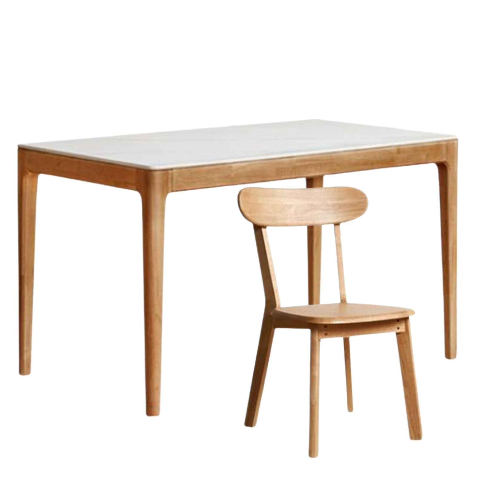 Solid RubberWood Rock Plate Modern Dining Table