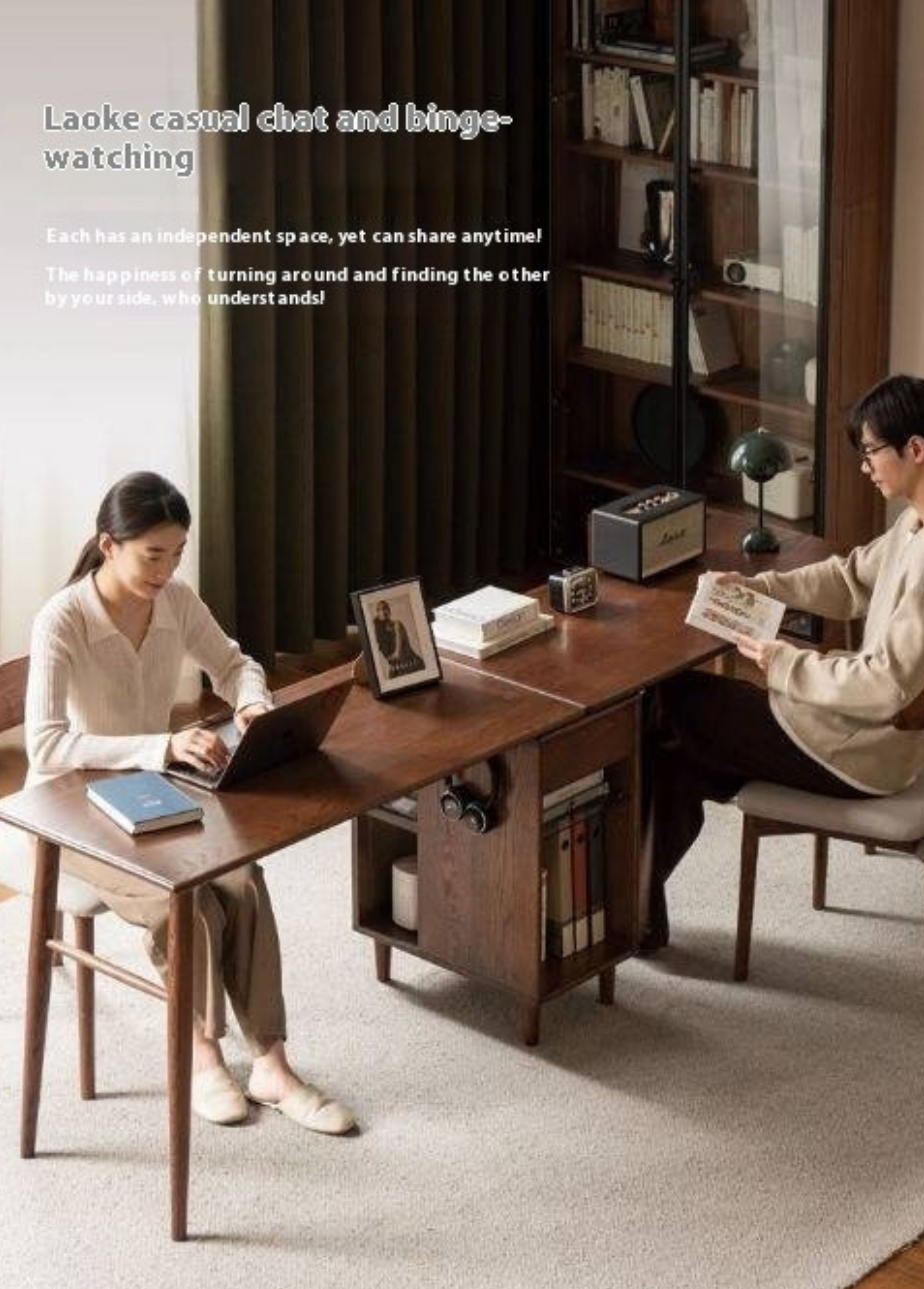 Oak Solid Wood Modern Double Computer