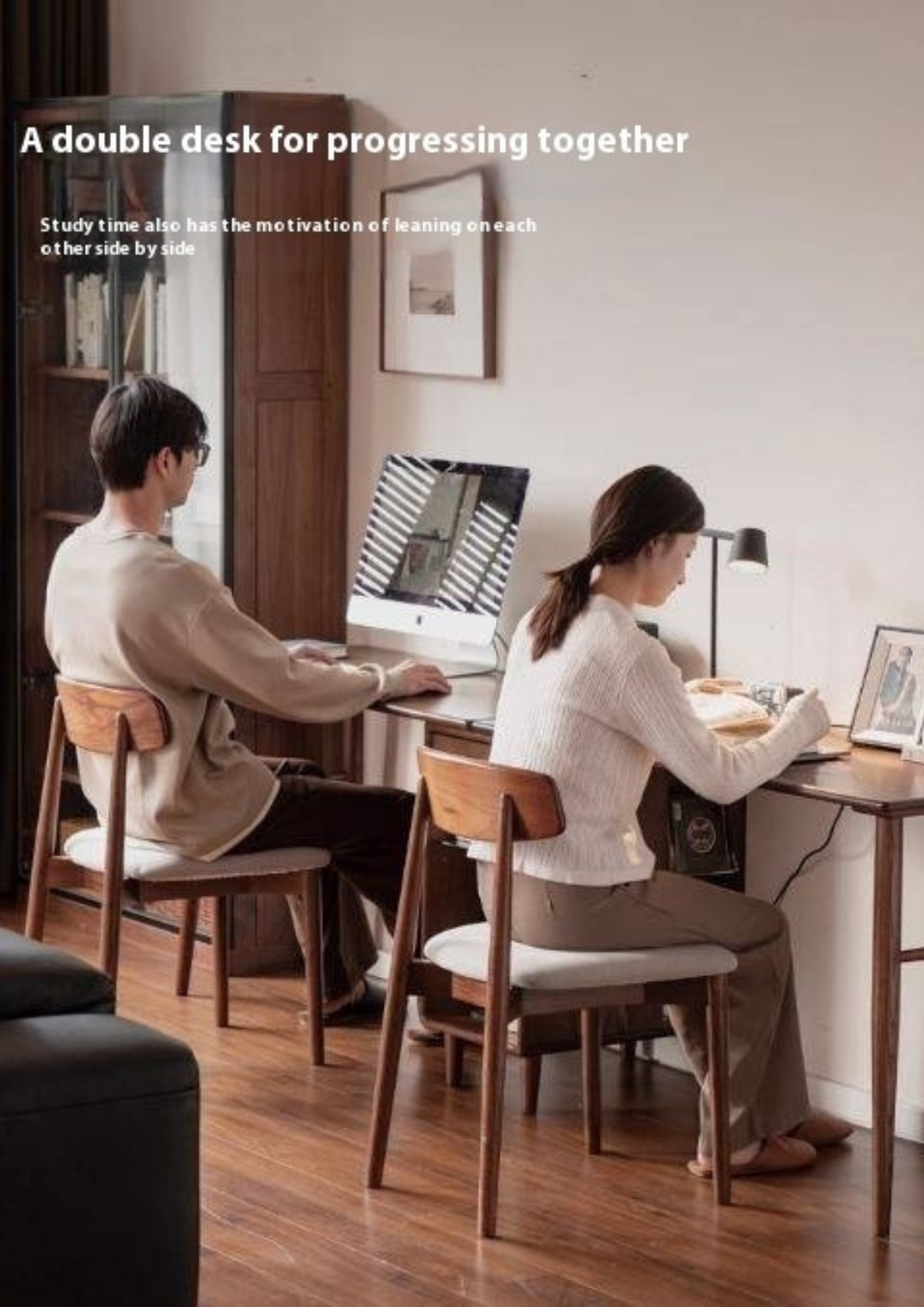 Oak Solid Wood Modern Double Computer