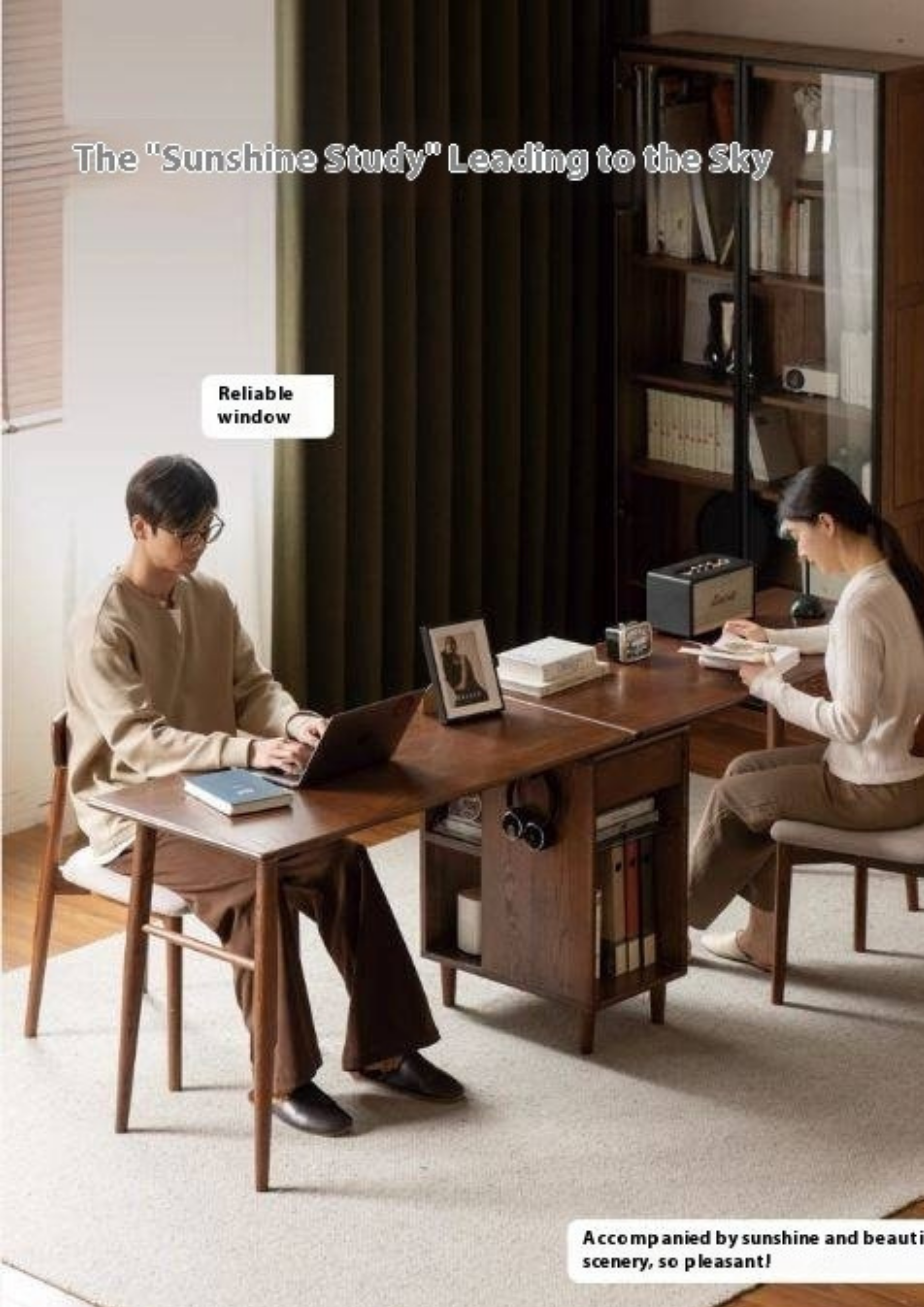Oak Solid Wood Modern Double Computer