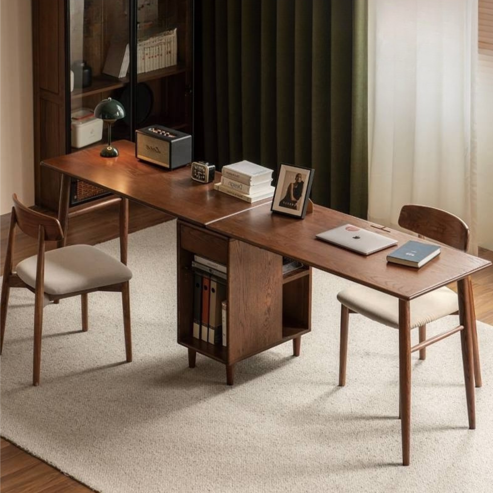 Oak Solid Wood Modern Double Computer