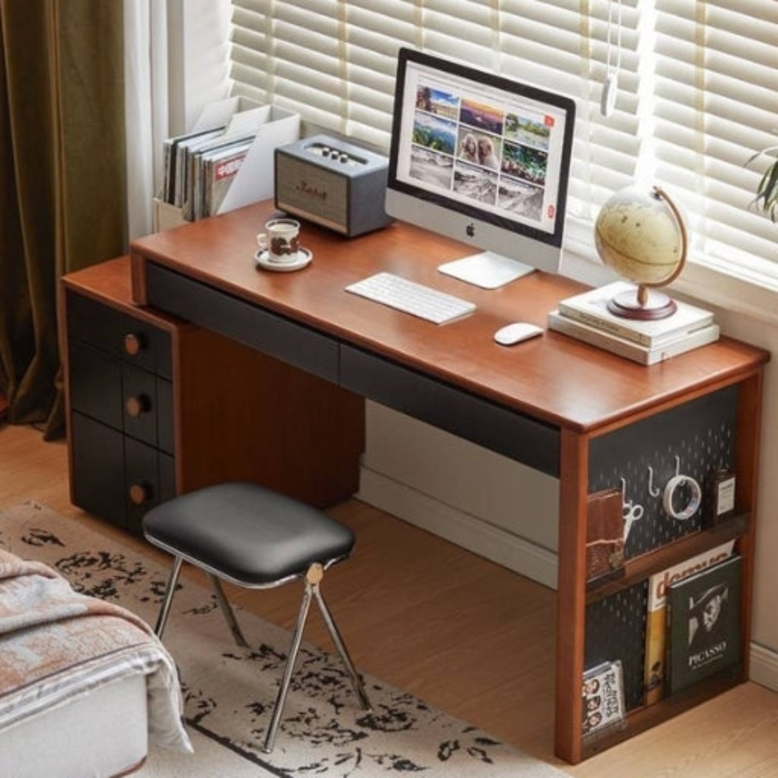 Poplar Solid Wood Retractable Office Table