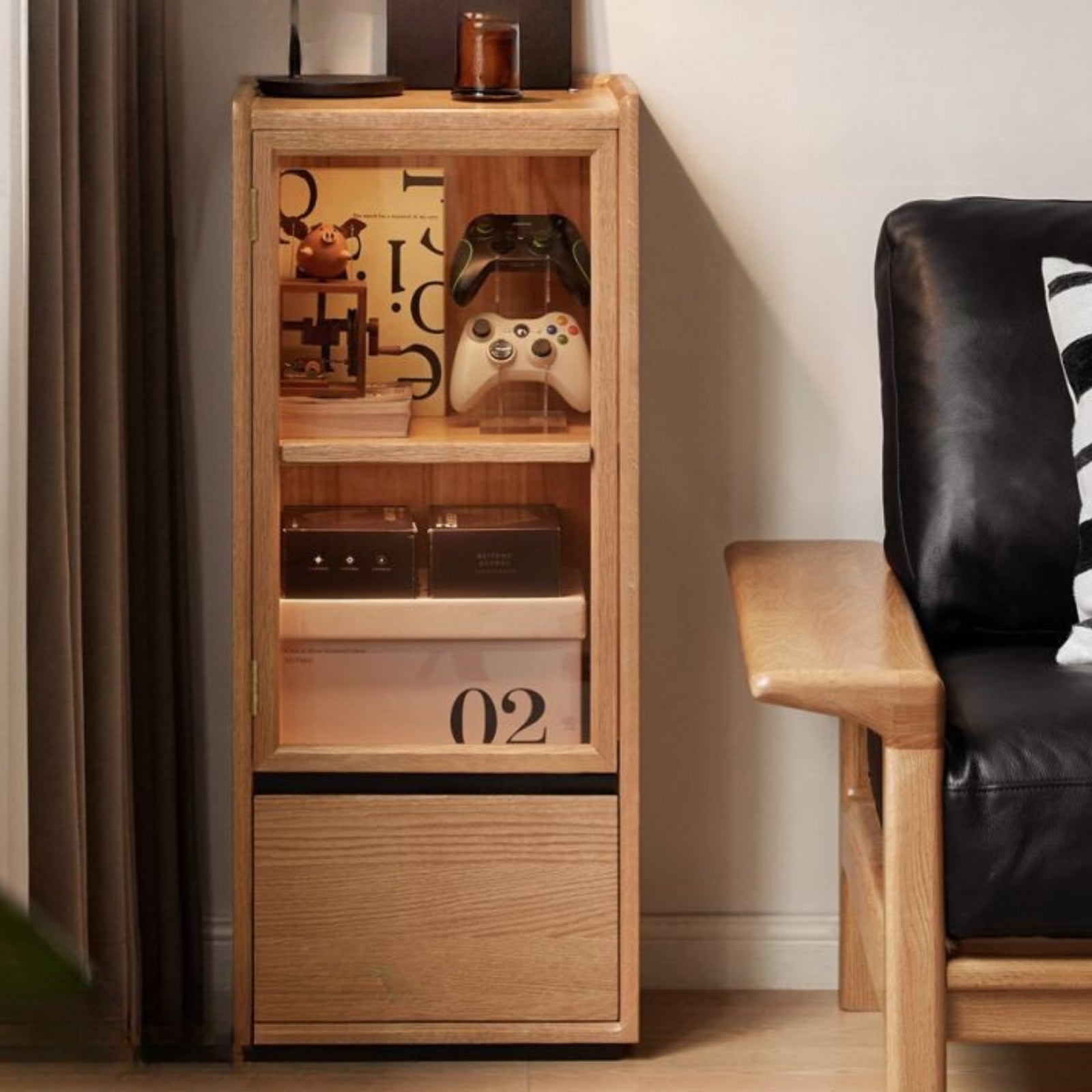 Oak Solid Wood Modern Side Cabinet