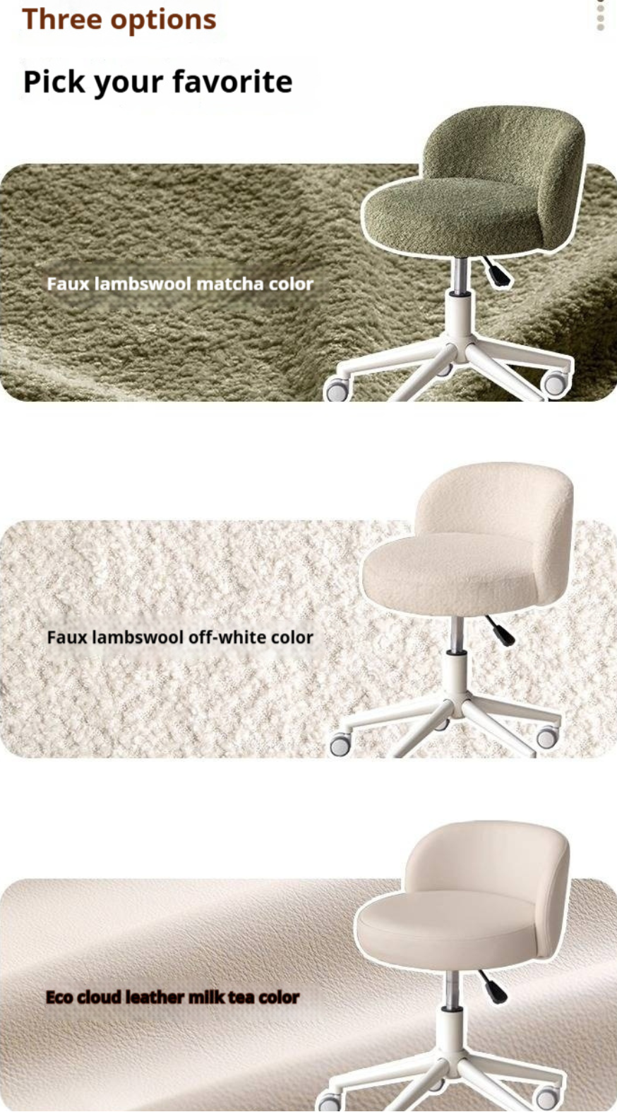 Height Adjustable Makeup Chair