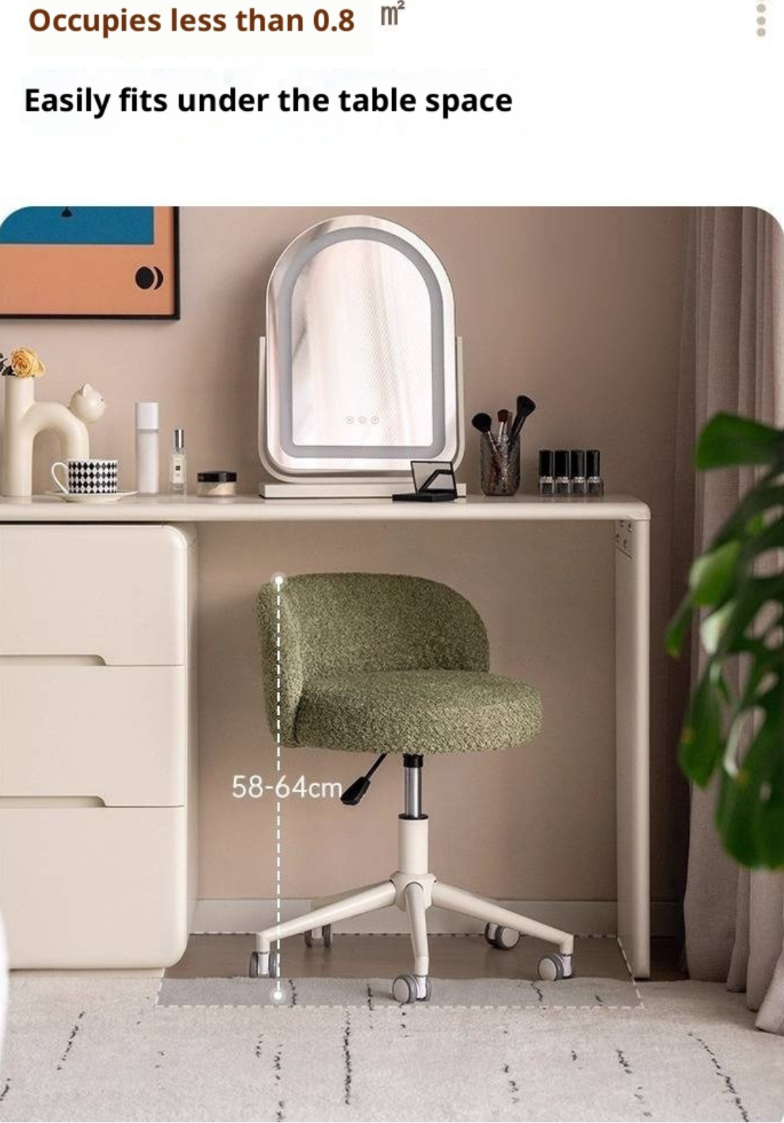 Height Adjustable Makeup Chair